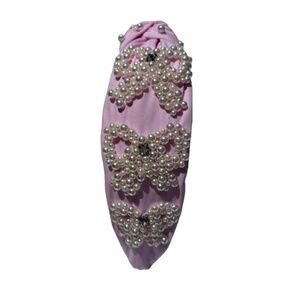 238. The Pink Bow Pearled Crystal Headband